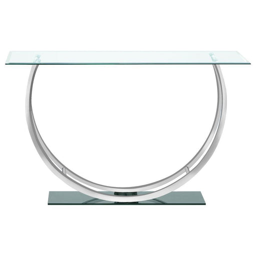 Danville - U-Shaped Glass Top Entryway Console Table - Chrome - JaxCo Furniture