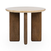 Idella - Travertine Round Table - JaxCo Furniture
