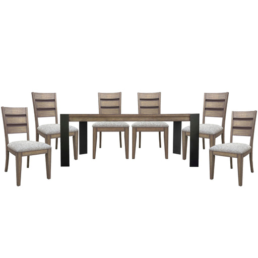 Cedar Fork - Dining Table With 6 Ladderback Chairs - Smoked Arabica - JaxCo Furniture