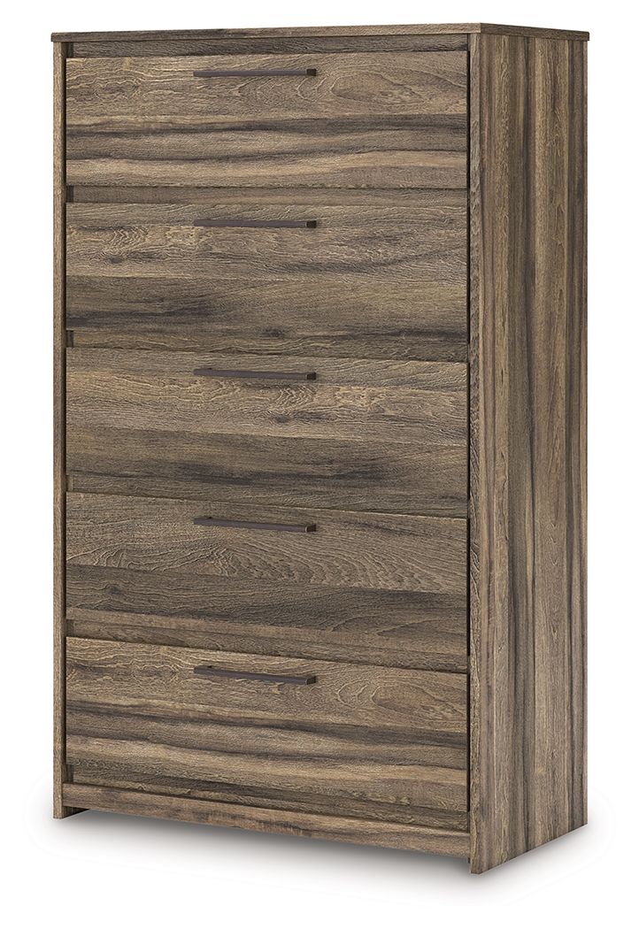 Elbrim - Brown - Five Drawer Chest - JaxCo Furniture