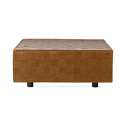 Aristo - Leather Square Ottoman - Chestnut - JaxCo Furniture