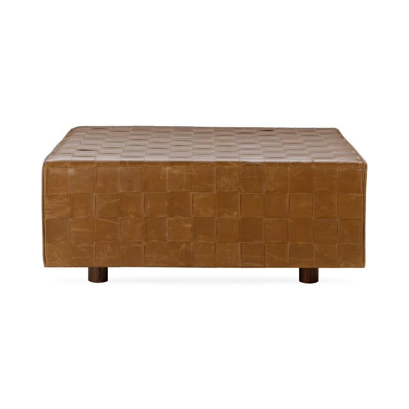 Aristo - Leather Square Ottoman - Chestnut - JaxCo Furniture