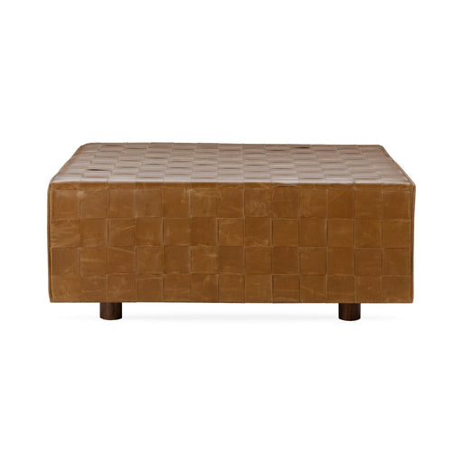 Aristo - Leather Square Ottoman - Chestnut - JaxCo Furniture