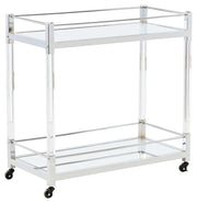 Chaseton - Clear / Silver Finish - Bar Cart - JaxCo Furniture