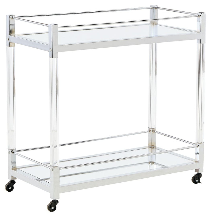 Chaseton - Clear / Silver Finish - Bar Cart - JaxCo Furniture