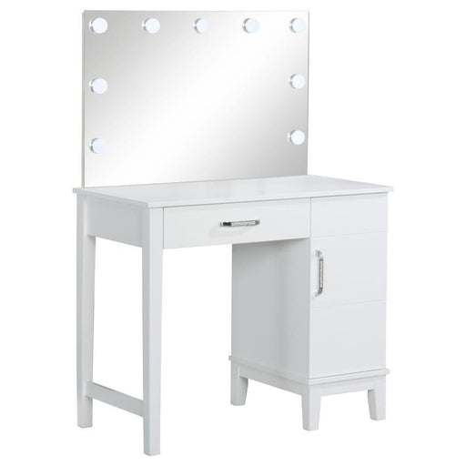 Elijah - Vanity Set With Lighting & Stool - White And Dark Gray - JaxCo Furniture