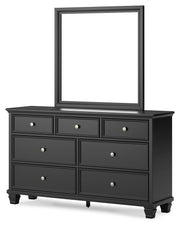 Lanolee - Black - Dresser And Mirror - JaxCo Furniture