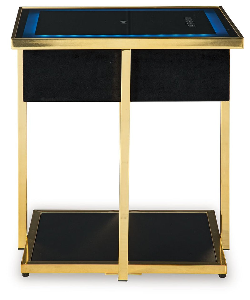 Rexwell - Black / Gold Finish - Accent Table With Speaker - JaxCo Furniture