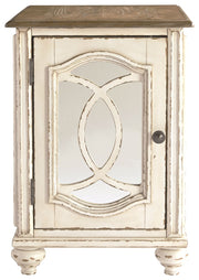 Realyn - White / Brown - Chair Side End Table - Insert Mirror - JaxCo Furniture