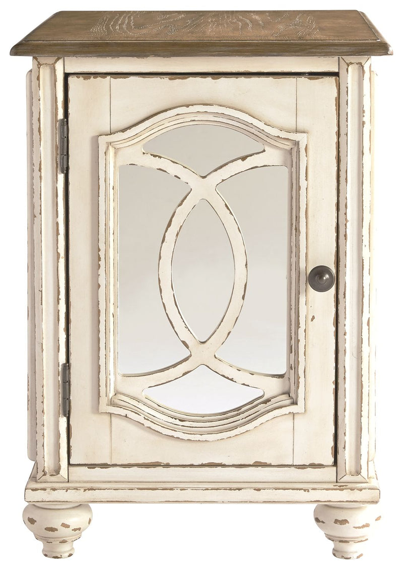 Realyn - White / Brown - Chair Side End Table - Insert Mirror - JaxCo Furniture