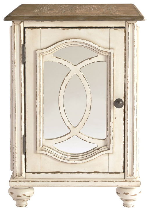 Realyn - White / Brown - Chair Side End Table - Insert Mirror - JaxCo Furniture