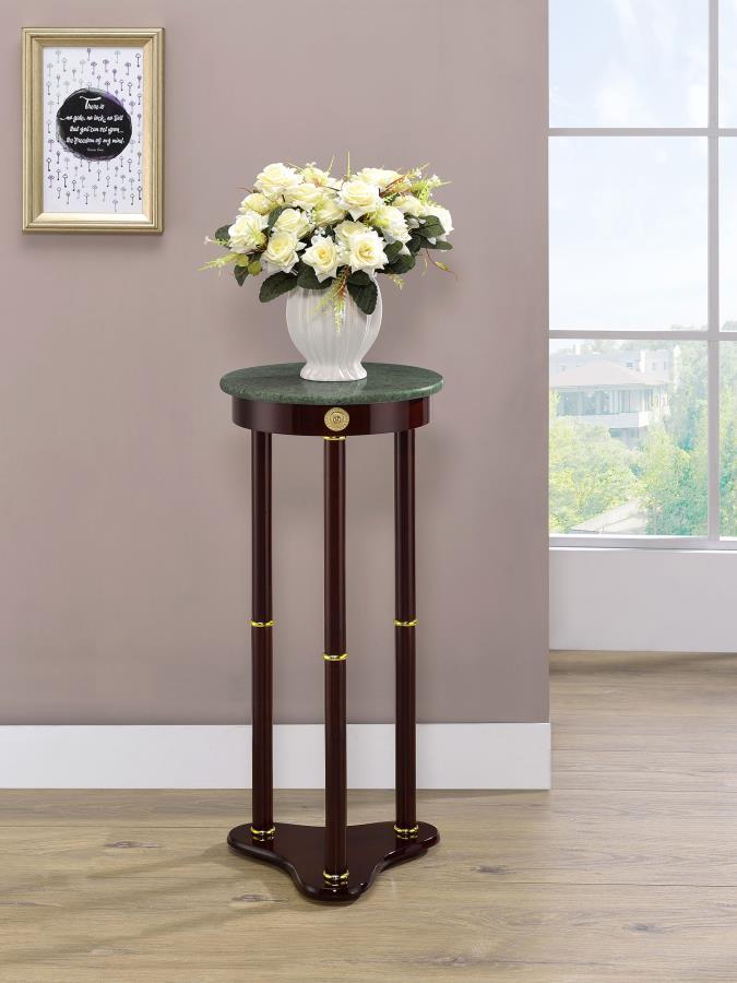 Edite - Round Marble Top Accent Side Table - Merlot - JaxCo Furniture