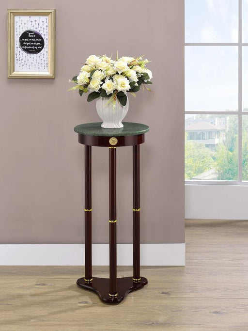 Edite - Round Marble Top Accent Side Table - Merlot - JaxCo Furniture