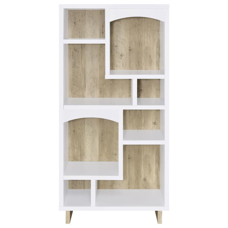 Dalton - 6-Shelf Bookcase - White And Distressed Pine - JaxCo Furniture