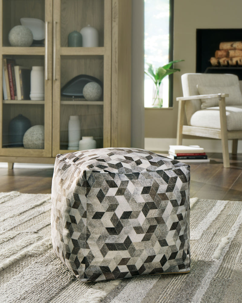 Albermarle - Gray / Brown - Pouf - JaxCo Furniture