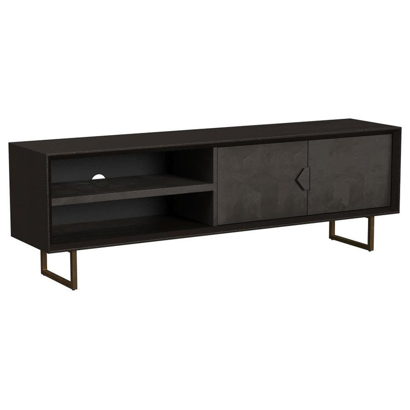 Marsden - 2 Door Mango Wood TV Stand - Charcoal Black - JaxCo Furniture