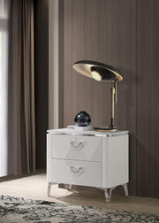 Cassia - 2-Drawer Nightstand Bedside Table - White High Gloss - JaxCo Furniture