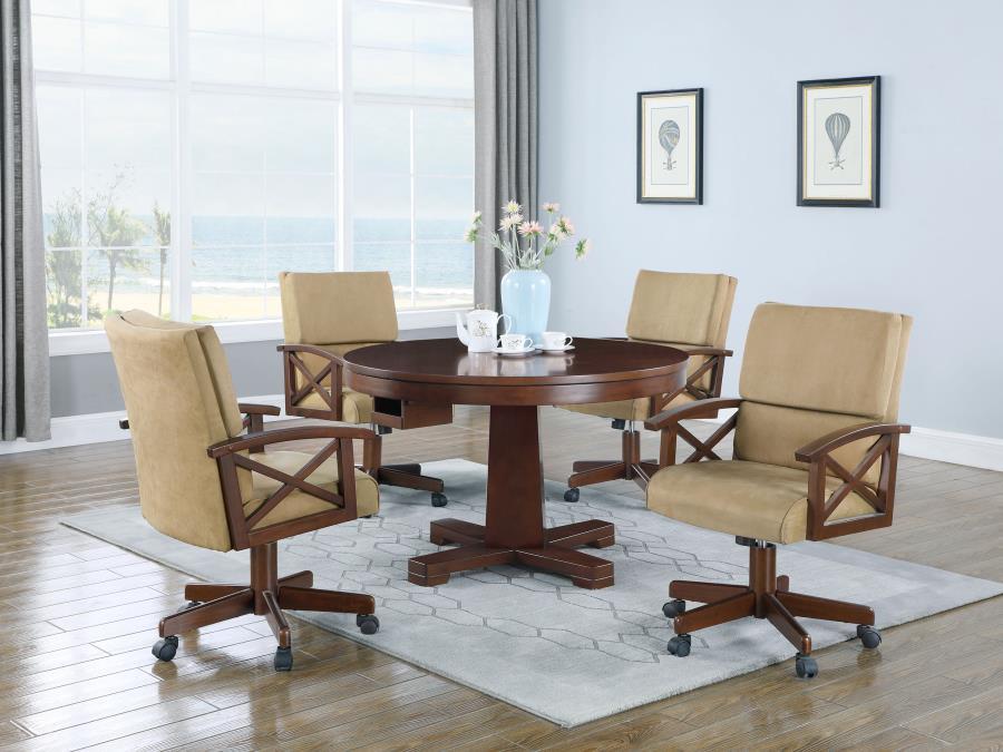 Marietta - 5 Piece Dining And Game Table Set - Tobacco - JaxCo Furniture