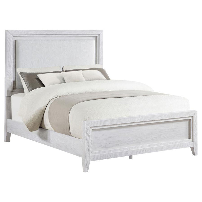 Marielle - California King Headboard Panel Bed - Distressed White - JaxCo Furniture