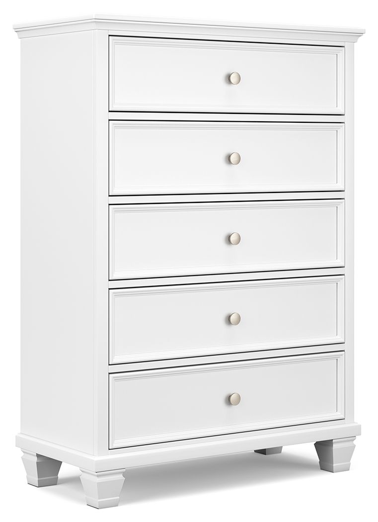 Fortman - White - Five Drawer Chest - JaxCo Furniture
