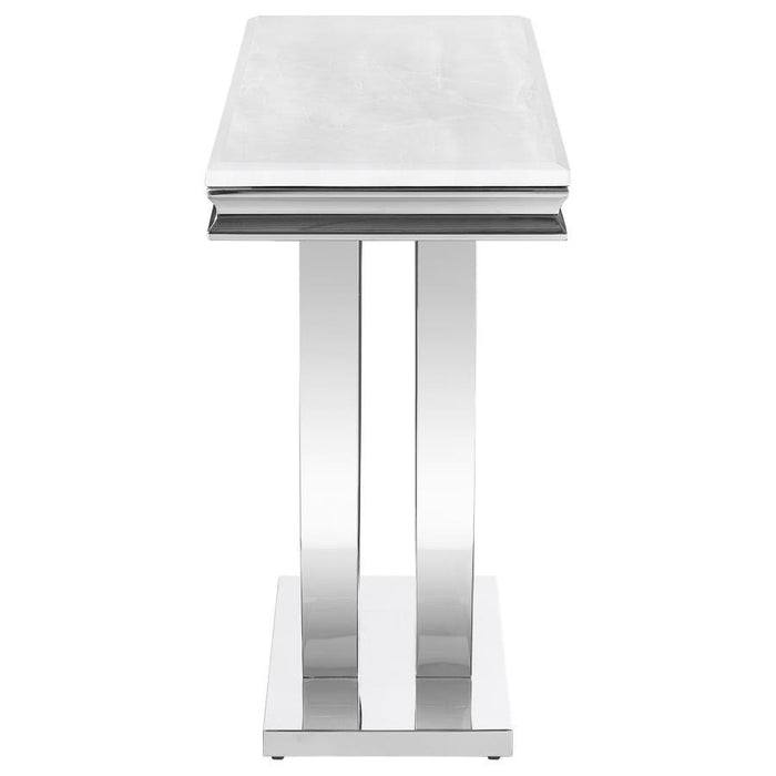 Kerwin - U-Base Stone Top Entryway Sofa Console Table - Chrome - JaxCo Furniture