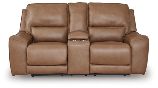 DeepWakes - Caramel - Power Reclining Loveseat / Console / Adjustable Headrest - JaxCo Furniture