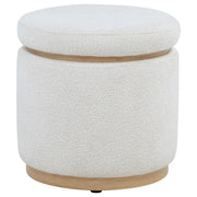 Remuda - Boucle Upholstered Round Storage Ottoman - Ivory - JaxCo Furniture
