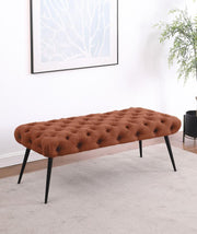 Ella - Upholstered Tufted Bench Metal Legs - JaxCo Furniture