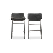 Starlet - Counter Stool Leather (Set of 2) - Onyx Black - JaxCo Furniture
