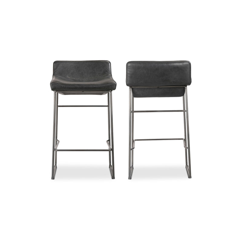 Starlet - Counter Stool Leather (Set of 2) - Onyx Black - JaxCo Furniture