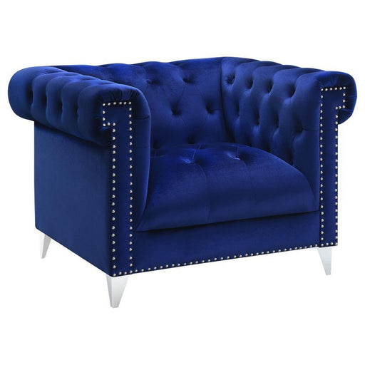 Bleker - Upholstered Tuxedo Arm Tufted Accent Chair - Blue - JaxCo Furniture