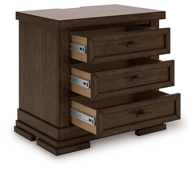 Taffenbrook - Medium Brown - Three Drawer Night Stand - JaxCo Furniture