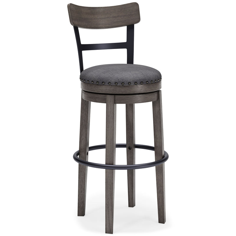 Caitbrook - Gray - Tall UPH Swivel Barstool - JaxCo Furniture
