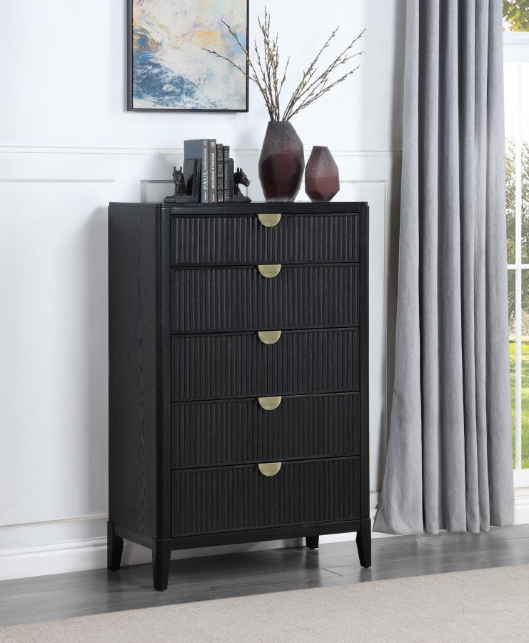 Brookmead - 5-Drawer Bedroom Chest - Black - JaxCo Furniture