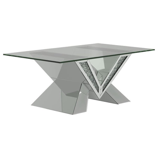 Taffeta - Glass Top Mirrored Acrylic Coffee Table - Silver - JaxCo Furniture