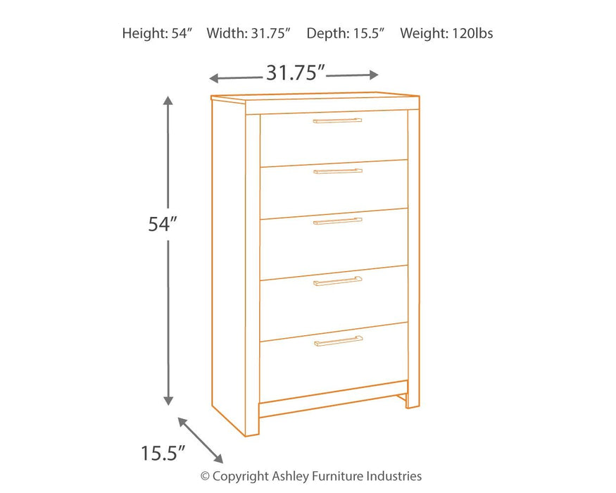 Derekson - Multi Gray - Five Drawer Chest - JaxCo Furniture