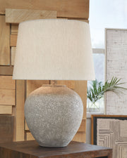Dreward - Distressed Gray - Paper Table Lamp - JaxCo Furniture