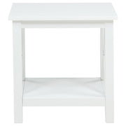 Skyview - Square Pine Wood Side End Table With Shelf - White - JaxCo Furniture