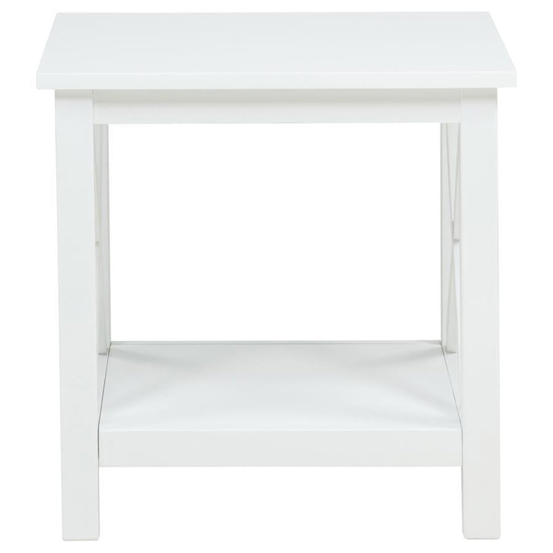 Skyview - Square Pine Wood Side End Table With Shelf - White - JaxCo Furniture