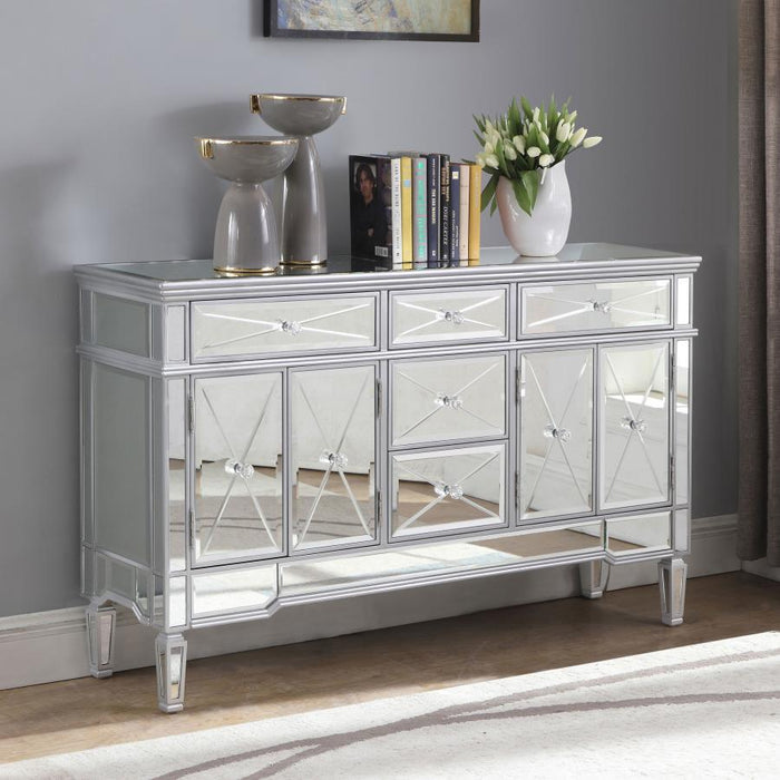 Duchess - 5-Drawer Mirrored Storage Accent Cabinet - Silver - JaxCo Furniture