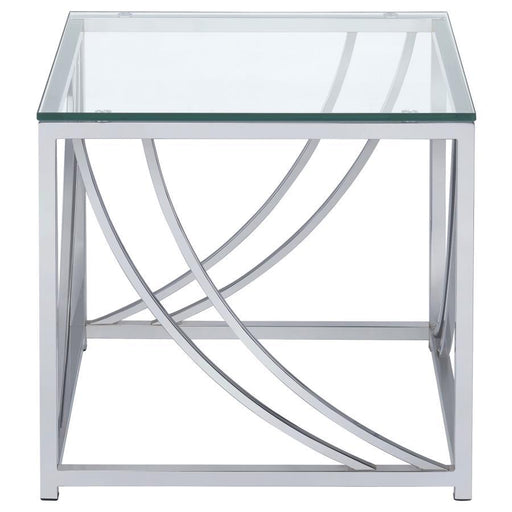 Lille - Square Glass Top Side End Table - Chrome - JaxCo Furniture