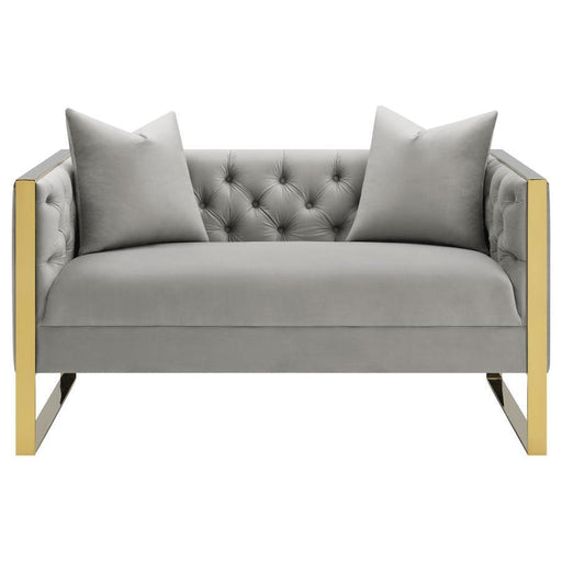 Eastbrook - Velvet Upholstered Tufted Loveseat - Gray - JaxCo Furniture