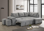 Roanne - Fabric Upholstered Sleeper Sectional Sofa - Gray - JaxCo Furniture