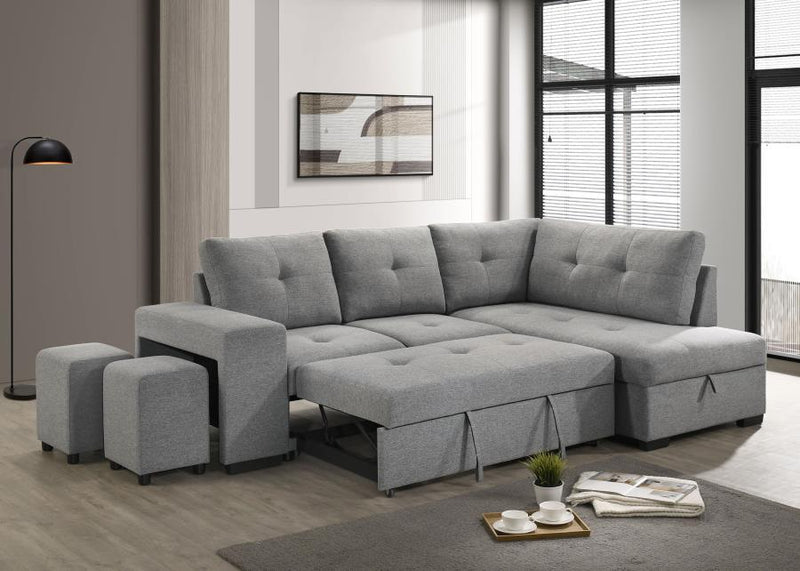 Roanne - Fabric Upholstered Sleeper Sectional Sofa - Gray - JaxCo Furniture