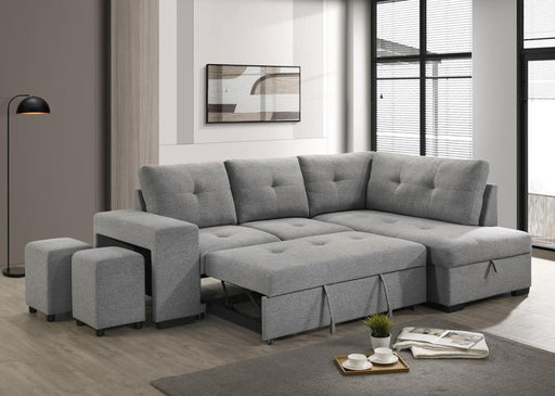 Roanne - Fabric Upholstered Sleeper Sectional Sofa - Gray - JaxCo Furniture