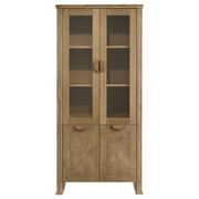 Adina - Tall Display Cabinet - Distressed Light Brown - JaxCo Furniture