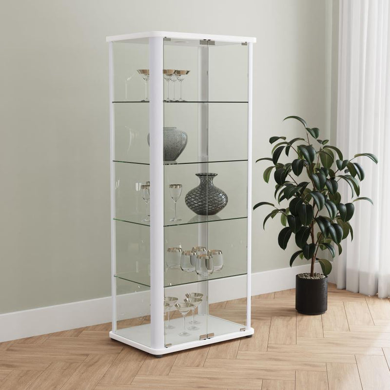 Aero - 5-Shelf Display Curio Cabinet With Led Lighting - JaxCo Furniture