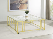 Adri - Square Glass Top Coffee Table With Casters - JaxCo Furniture