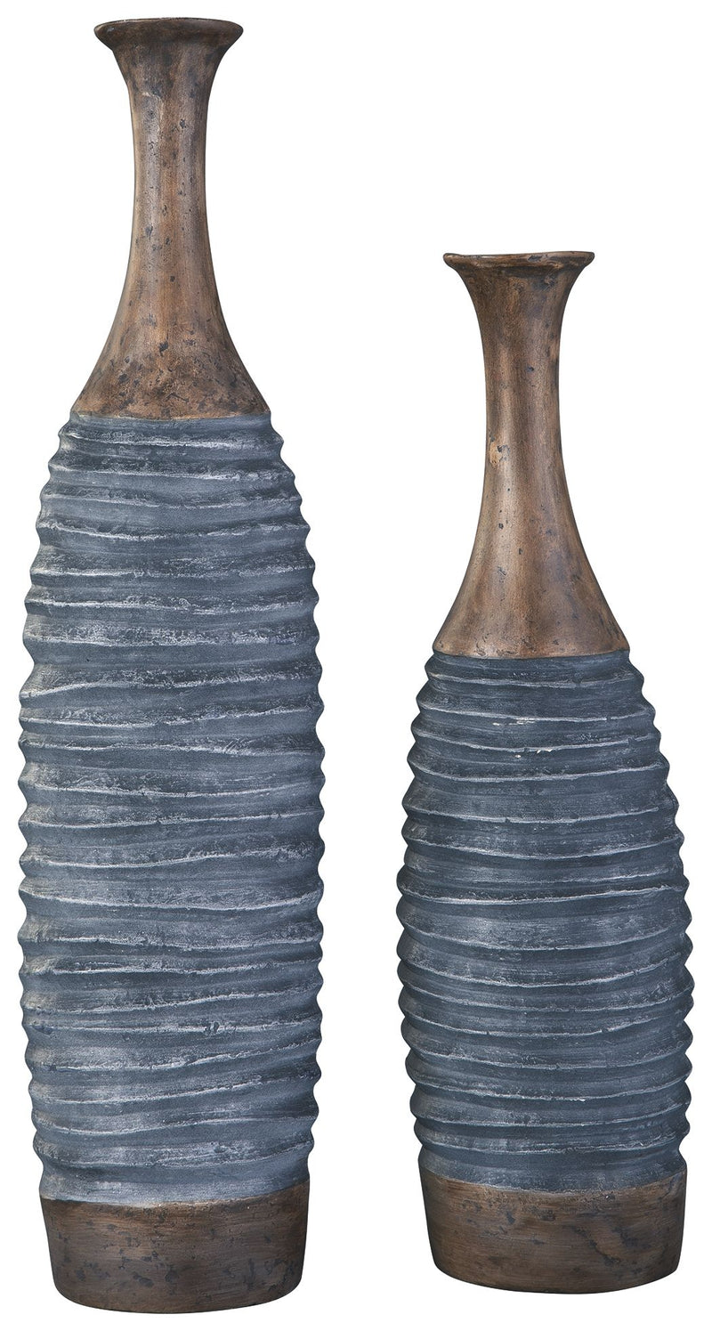 BLAYZE - Antique Gray / Brown - Vase Set (Set of 2) - JaxCo Furniture