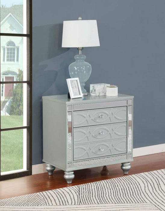 Gunnison - 2-Drawer Nightstand - Silver Metallic - JaxCo Furniture